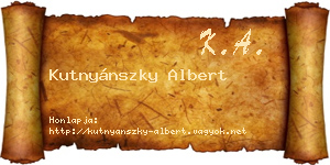 Kutnyánszky Albert névjegykártya