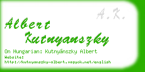 albert kutnyanszky business card